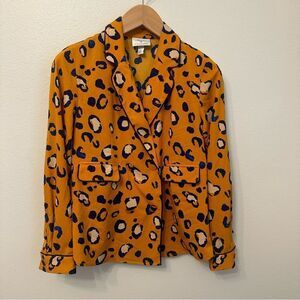 3.1 Phillip Lim Vibrant Bold Animal Print Blouse Blazer Buttons
